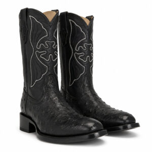 Bota Avestruz Grabado Negro